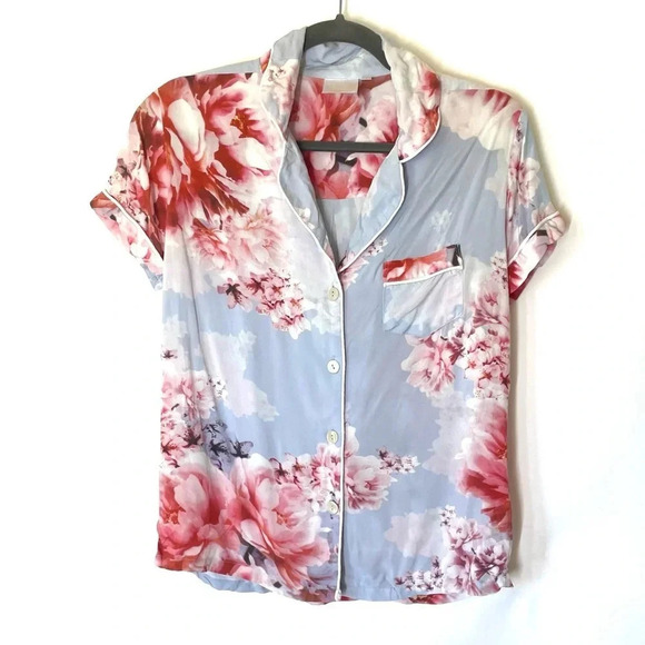 PLUM PRETTY SUGAR Oceane Lulls The Billows Blue Floral Lounge Set Size Small - Picture 3 of 15